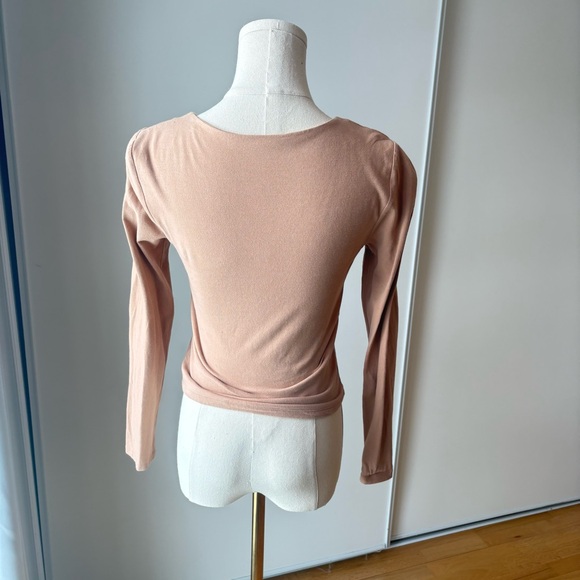 Abercrombie & Fitch V-Neck Long Sleeve Top - Light Brown - Picture 3 of 4